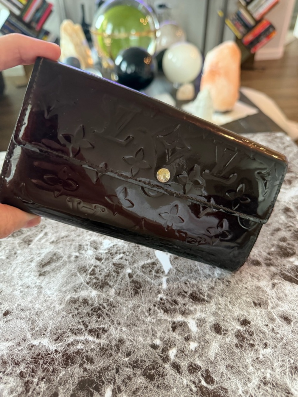 Authentic Louis Vuitton Patent Monogram Wallet - Dark Burgundy Brown Vernis